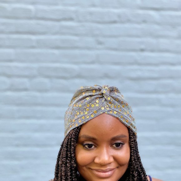 Handmade Sequined Hair Turban Hair Cover - Protective Styling & Costume - Picture 7 of 9